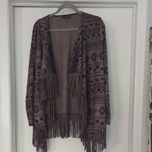 DC Geometric Pattern Fringe Cardigan